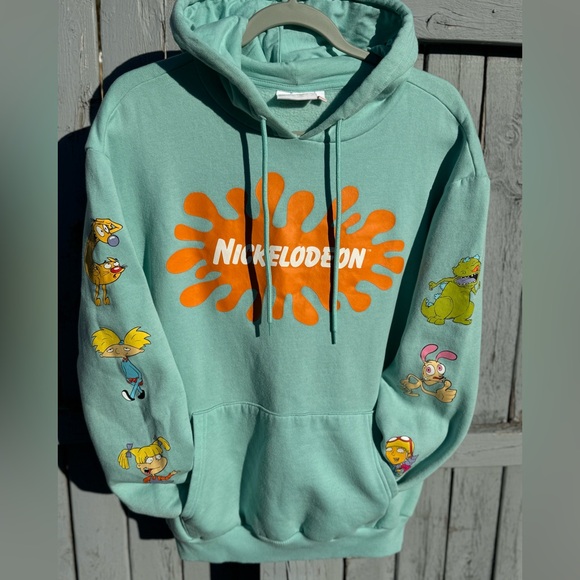Nickelodeon Sweatshirt Large 90’s Cartoons Logo Hoodie Rugrats CatDog Ren Stimpy - Picture 1 of 9